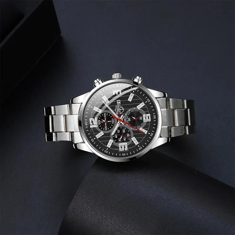 3-piece men's watch set Men's fashion quartz pointer watch