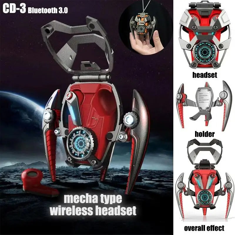 Mecha Game Music Earphones 5.3 Bluetooth Headset Low Latency In-Ear Dual Mic ENC Noise Reduction TWS Earbuds Headphones