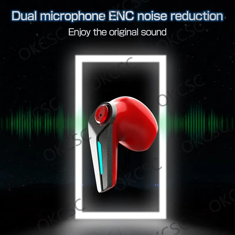 Mecha Game Music Earphones 5.3 Bluetooth Headset Low Latency In-Ear Dual Mic ENC Noise Reduction TWS Earbuds Headphones
