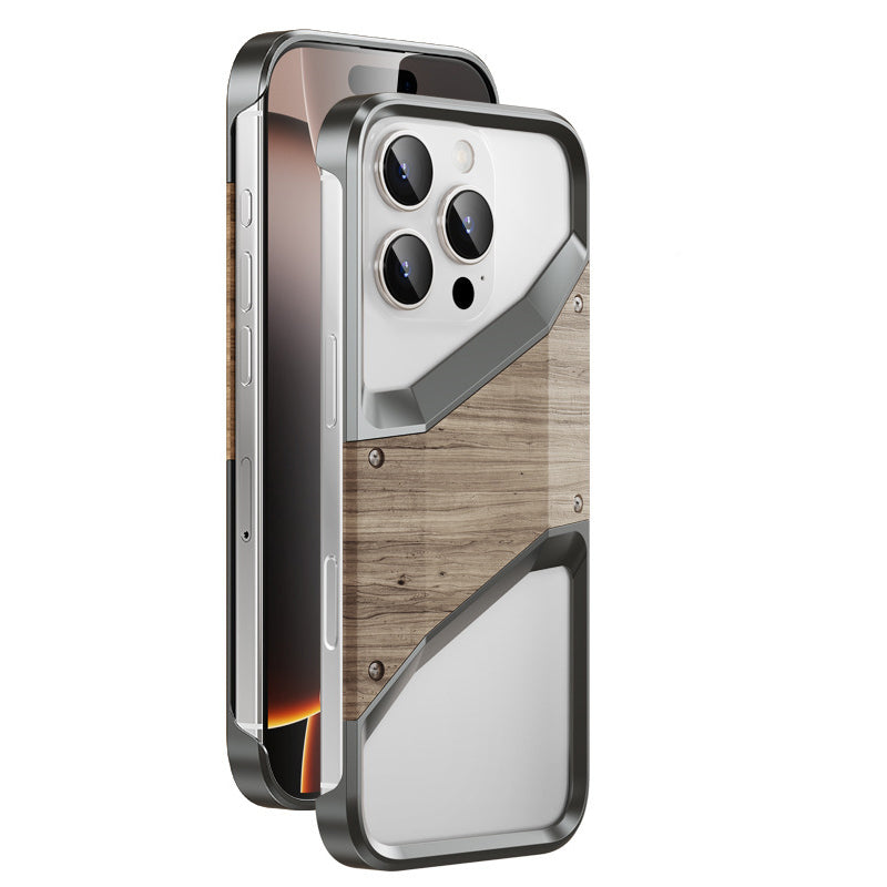 Wooden Aluminum Alloy Heat Dissipation Drop-resistant Mobile Phone Protective Case