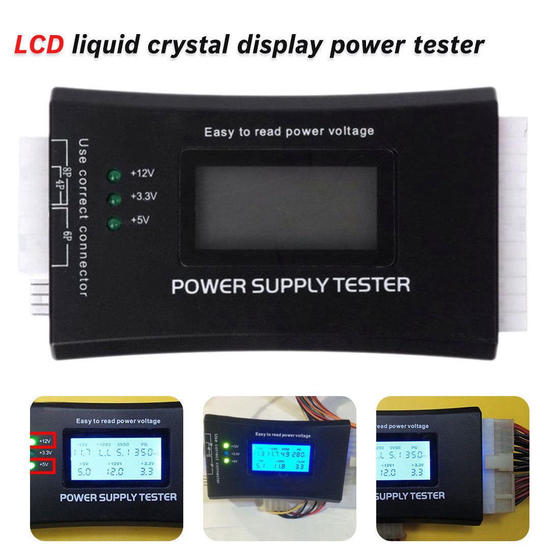 ATX Power Supply Computer Host Inspection and Maintenance Tester Tool with LCD Display