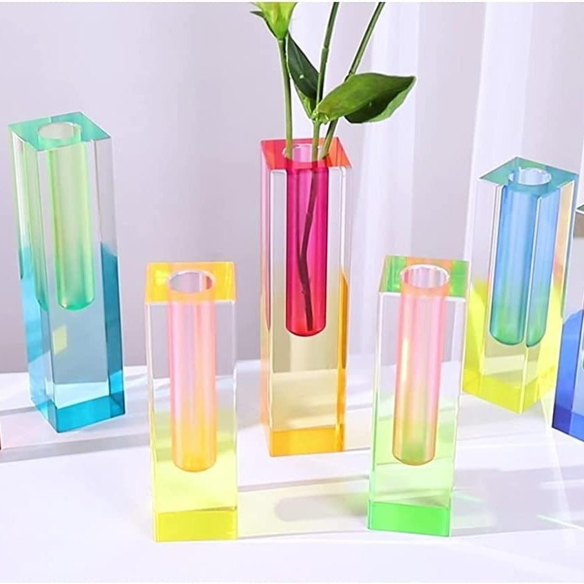 Minimalist Nordic ins Acrylic Vase Square Column Glass Bubble Flower Utensils Flower Water