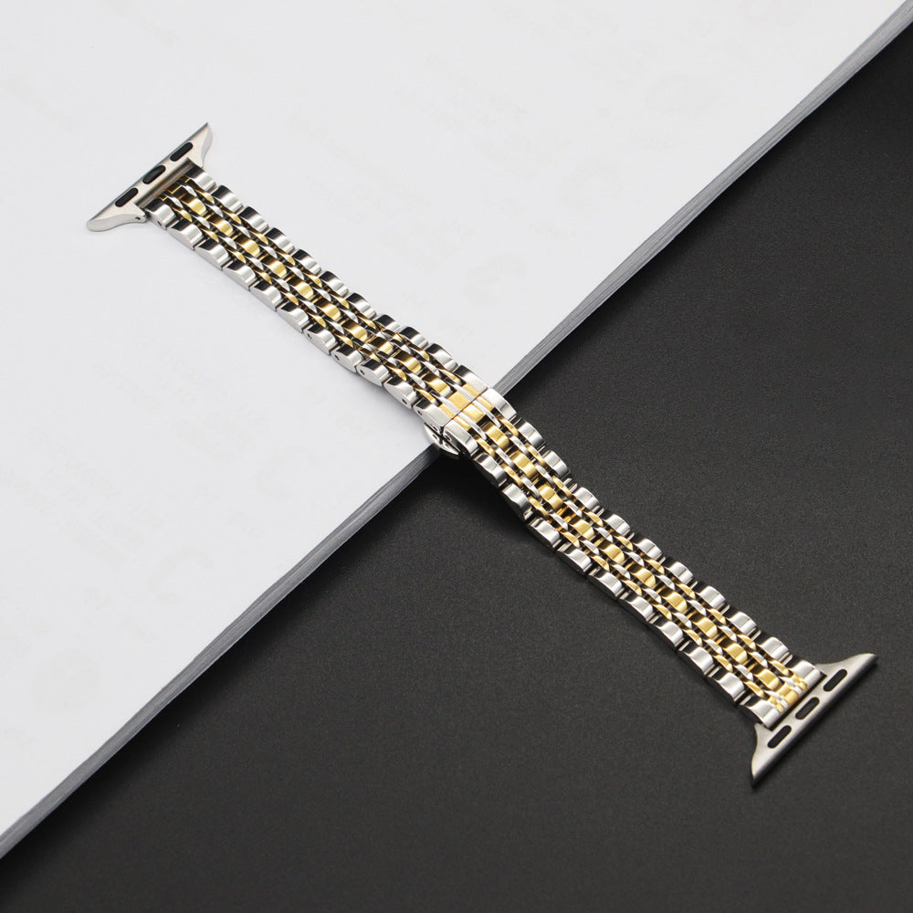 Suitable for Apple Watch 9 8 7 6 5 Ultra2 seven bead stainless steel small waist women's strap