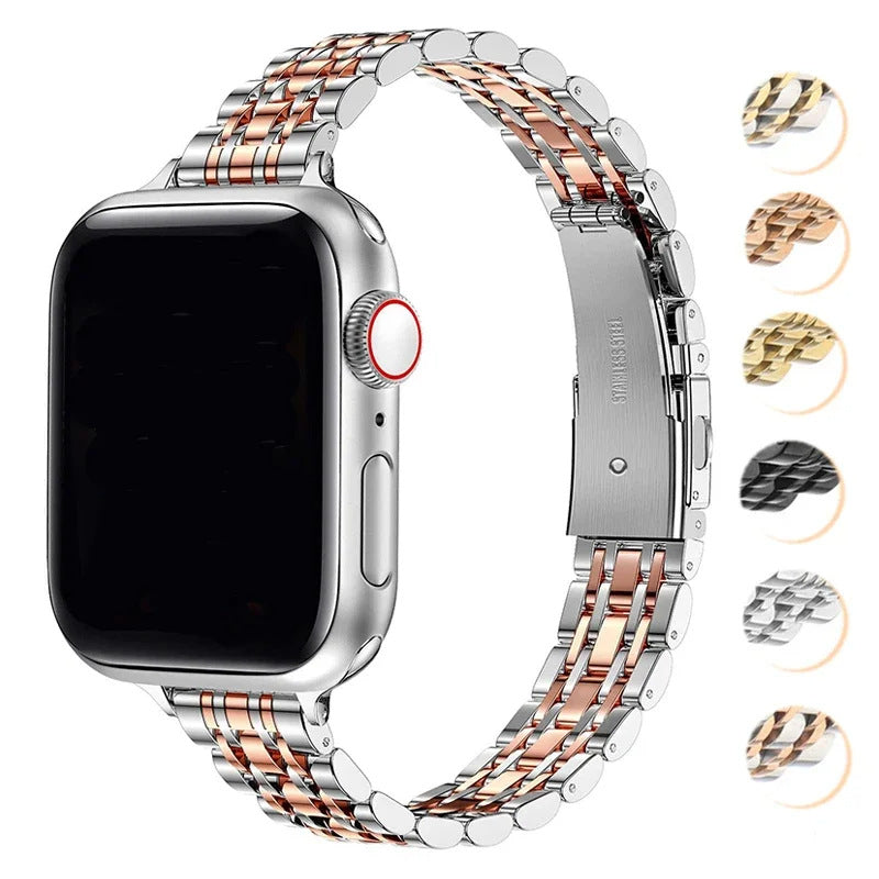 Suitable for Apple Watch 9 8 7 6 5 Ultra2 seven bead stainless steel small waist women's strap