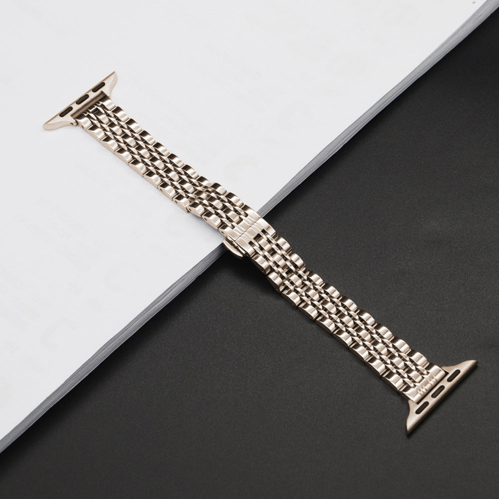 Suitable for Apple Watch 9 8 7 6 5 Ultra2 seven bead stainless steel small waist women's strap