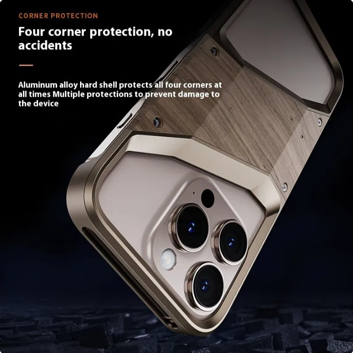Wooden Aluminum Alloy Heat Dissipation Drop-resistant Mobile Phone Protective Case