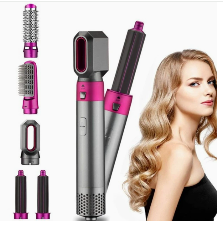 5-in-1 curling iron Hot air comb automatic suction hair dry and wet straightening comb blow dryer