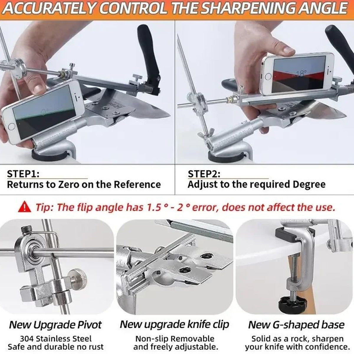 Upgraded RX-008 Metal Fixed Angle Sharpener Can Be Directly Flipped
