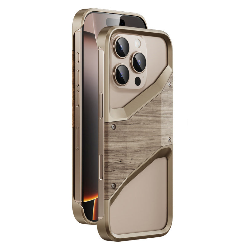 Wooden Aluminum Alloy Heat Dissipation Drop-resistant Mobile Phone Protective Case