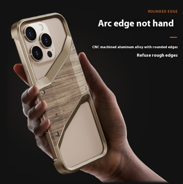 Wooden Aluminum Alloy Heat Dissipation Drop-resistant Mobile Phone Protective Case