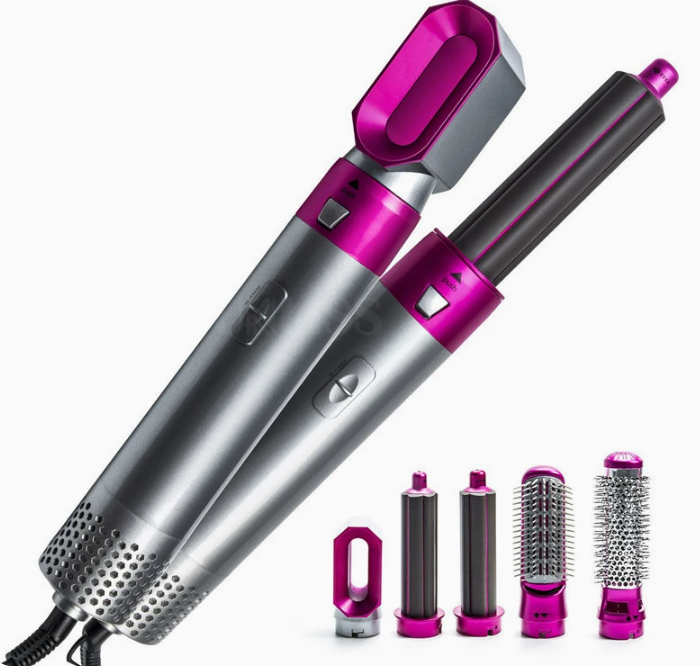 5-in-1 curling iron Hot air comb automatic suction hair dry and wet straightening comb blow dryer